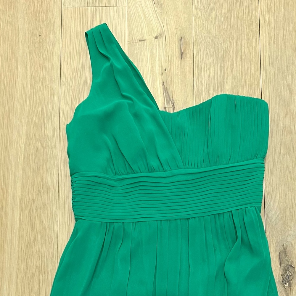 Laundry by Shelli Segal One Shoulder Long Floor Length Chiffon Dress Gown Green - Picture 8 of 16